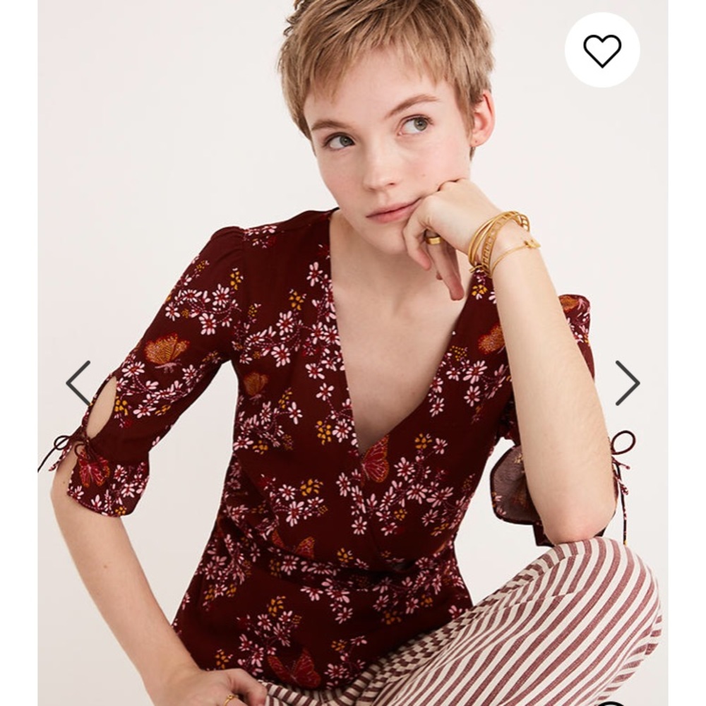 Madewell Tie-Sleeve Wrap Top Butterfly Sanctuary